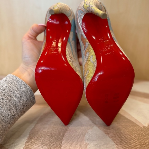 Christian Louboutin PIGALLE FOLLIES 100 Lurex Flame Pump Heel Shoes $745 Size 36 - Picture 5 of 5